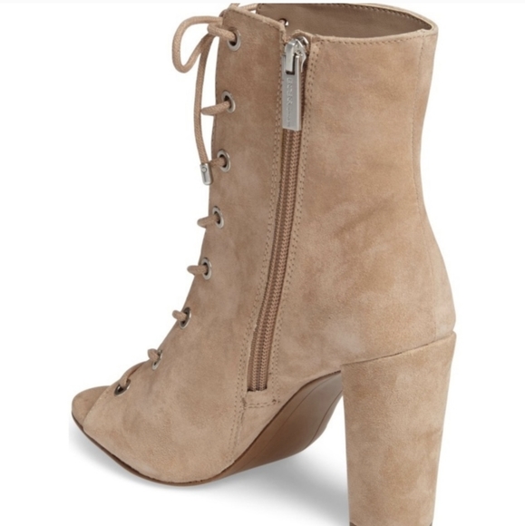 BCBGeneration | Lace Up Open Toe Genuine Suede Leather Booties - Picture 7 of 11